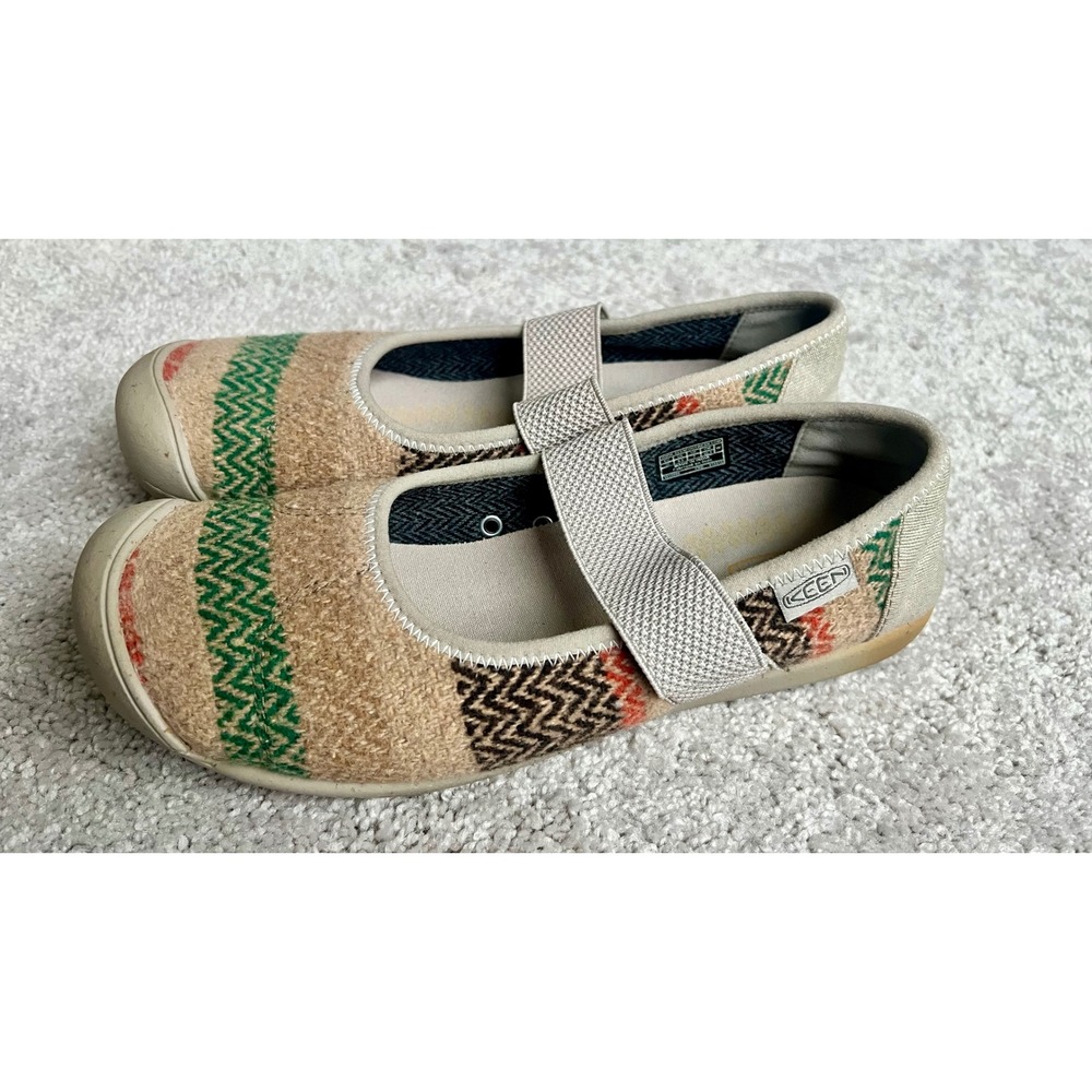 Keen Sienna Multi Color Pattern Wool Mary Jane Flats Beige Green Brown 9.5W